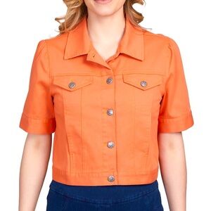 *3/$25 or 2/$20* NWOT Pumpkin Orange Short Sleeve Jean Jacket with Pockets